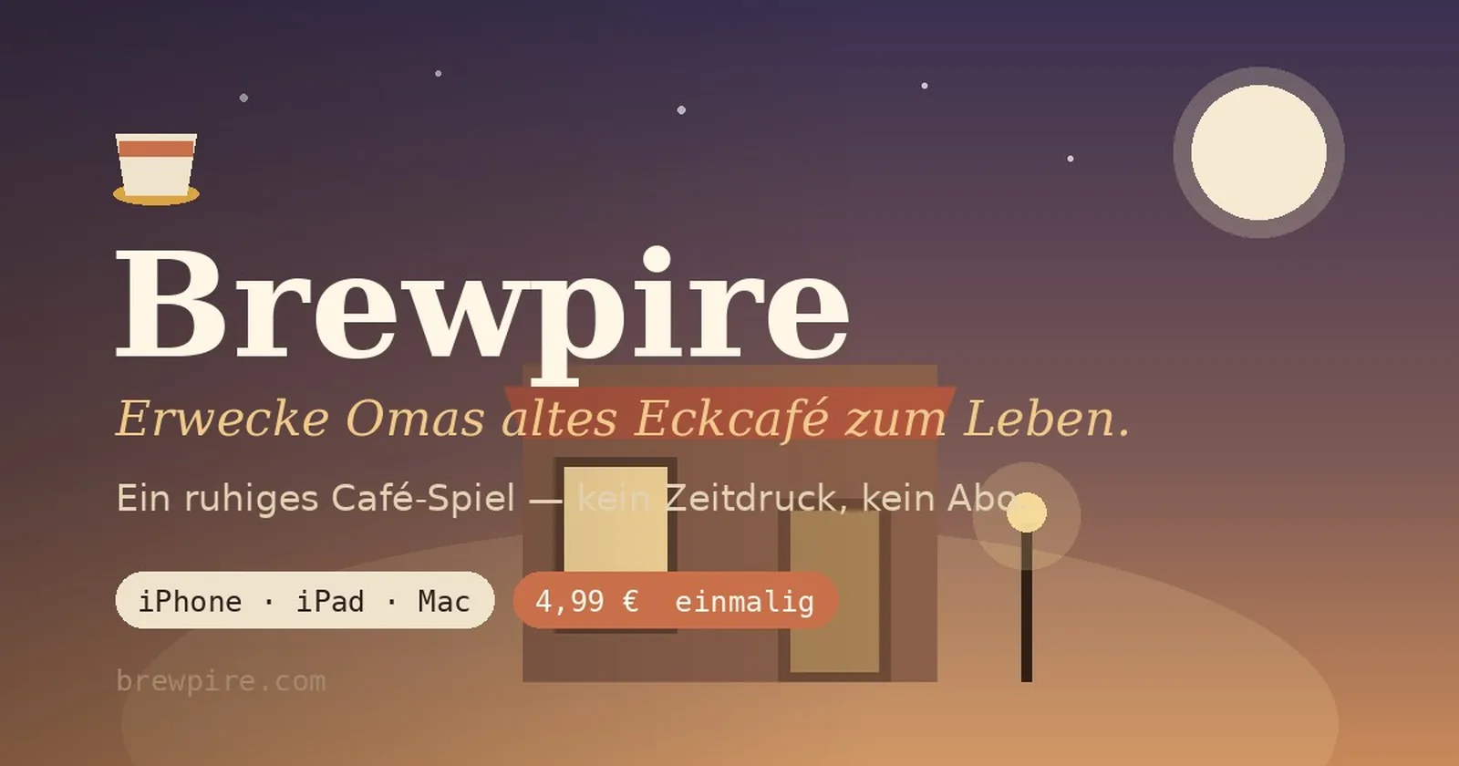 Brewpire — Cozy Café-Spiel für iPhone, iPad & Mac