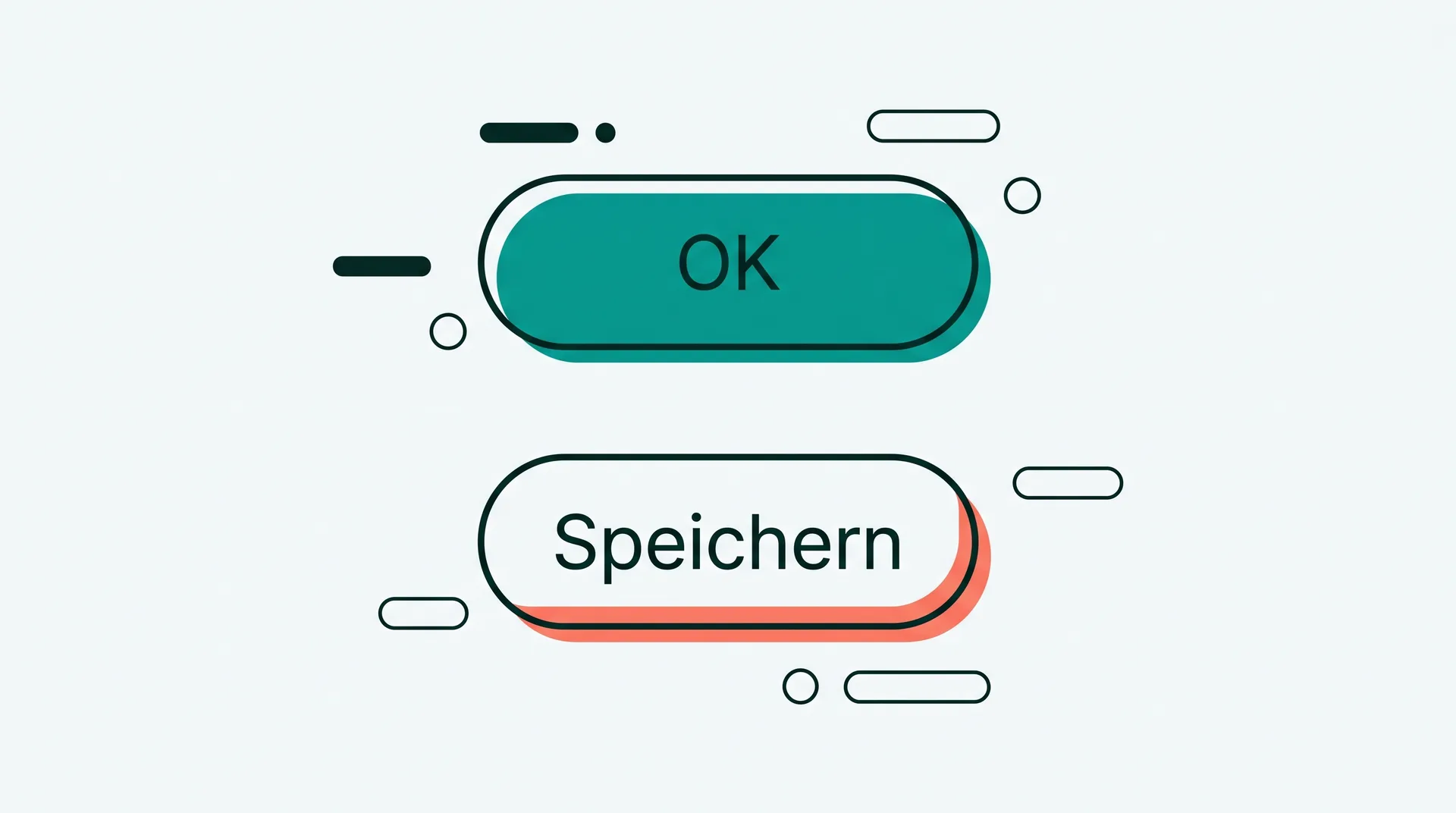 Zwei Schaltflächen im Vergleich: oben eine mit „OK“, darunter eine mit „Speichern“